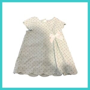 Tahari Dress - Gold Polka Dot, Bow‎ Accent, Scalloped Hem - Size 4-5